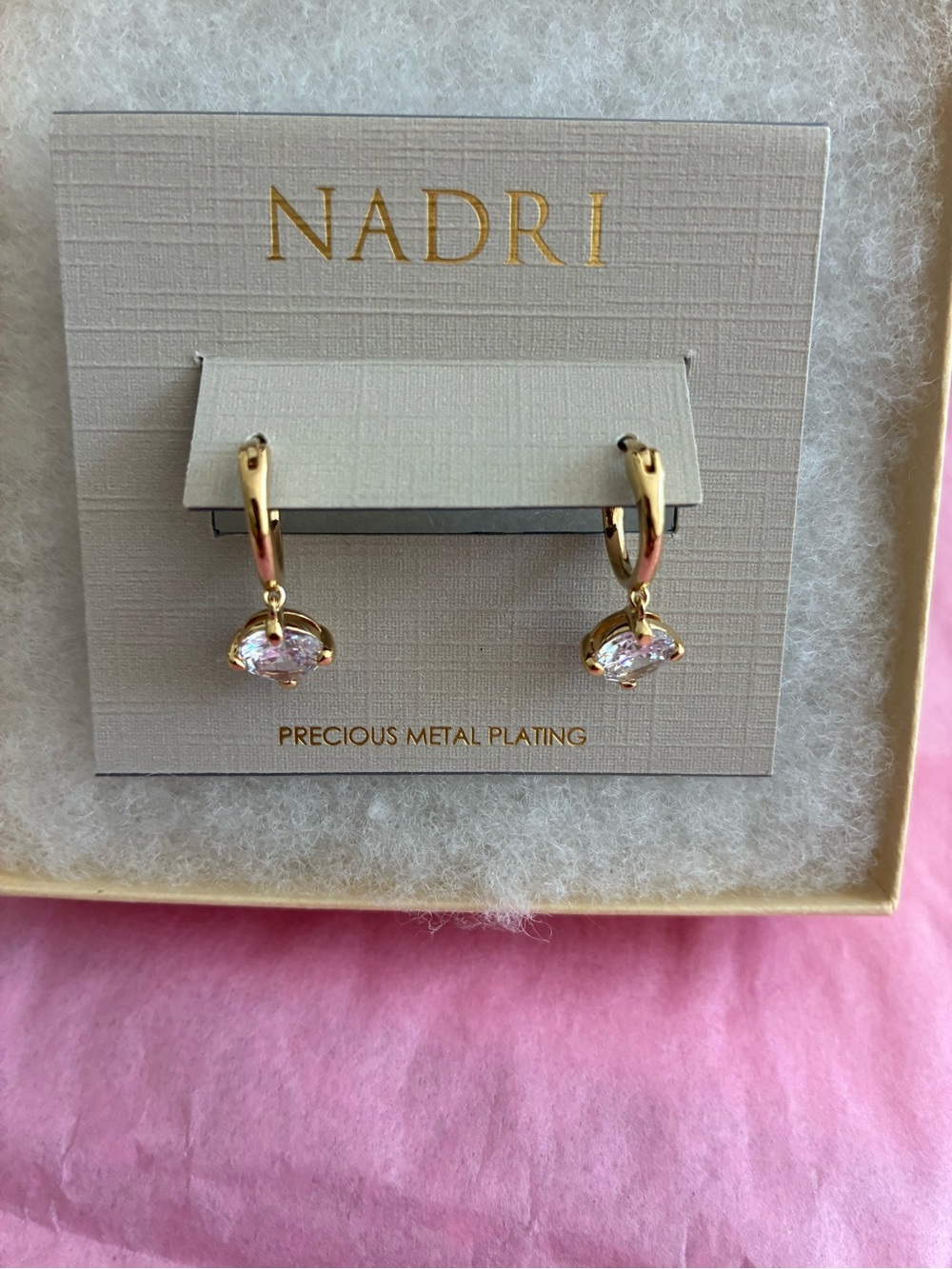 Nadri Gold Plated Huggie Earrings with Clear Crystal Drops
